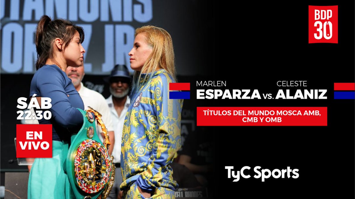 BoxeoDePrimera's tweet image. ¡ESTE SÁBADO!

Marlen Esparza vs. Celeste Alaniz
Títulos del mundo mosca AMB, CMB Y OMB

¿Cuál es tu pronóstico para #EsparzaAlanizII?

📍Fresno, California, EE.UU

📺 Podrás disfrutar la revancha este sábado, EN VIVO, a través de @tycsports y @tycsportsplay desde las 22:30