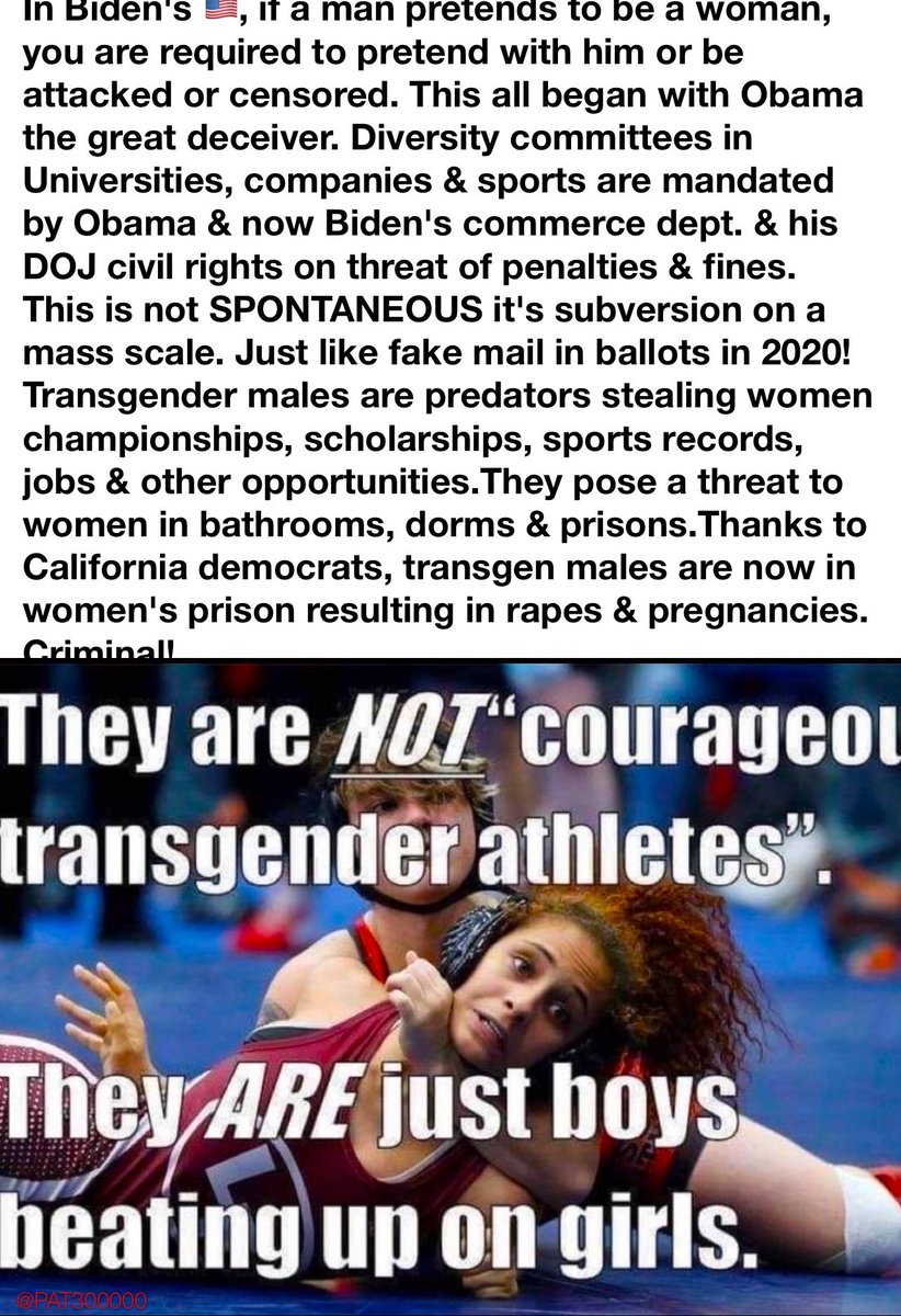 Only the weakest MEN, like this LOSER, compete against women & those with the weakest minds, like ALL Democrats, celebrate it! STEALING rights & opportunities (like THIS) away from REAL women who fought for DECADES to acquire it! #WarOnWomen #BidenIsToBlame #TransWomenAreMEN