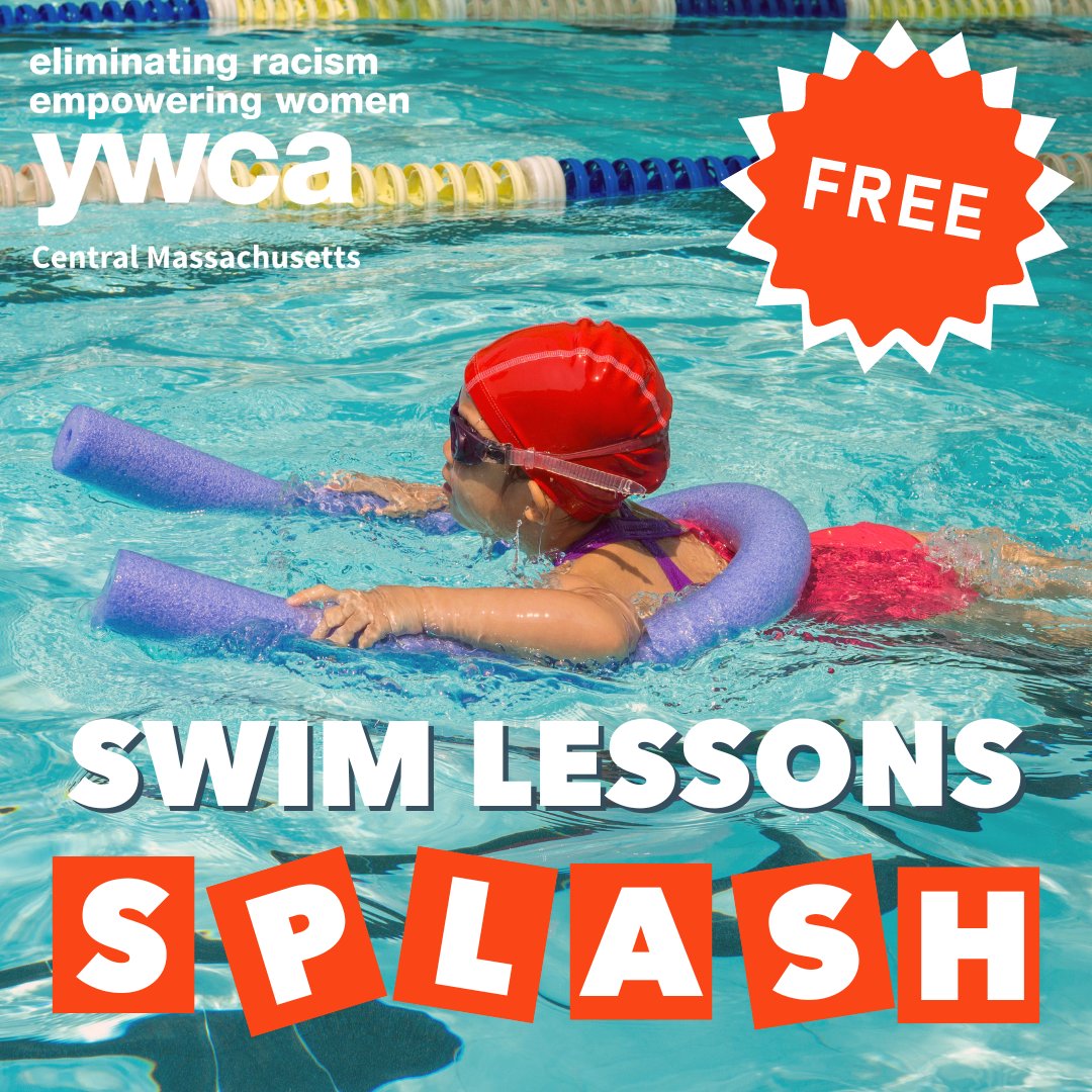 YWCACentralMass's tweet photo. SPLASH is back! FREE learn to swim lessons for children aged 7 years and older, as well as adults, beginning on Wednesday, May 1, 2024 and ending on June 30, 2024.
⭐️Pick up a registration form at the front desk. Space is limited!
#watersafety #freeswimlessons https://t.co/45T7AXqS7r