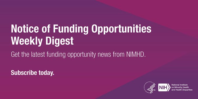 Get curated #MinorityHealth, and #HealthDisparities funding opportunities from NIMHD sent straight to your inbox. Subscribe today! bit.ly/3PDikPw