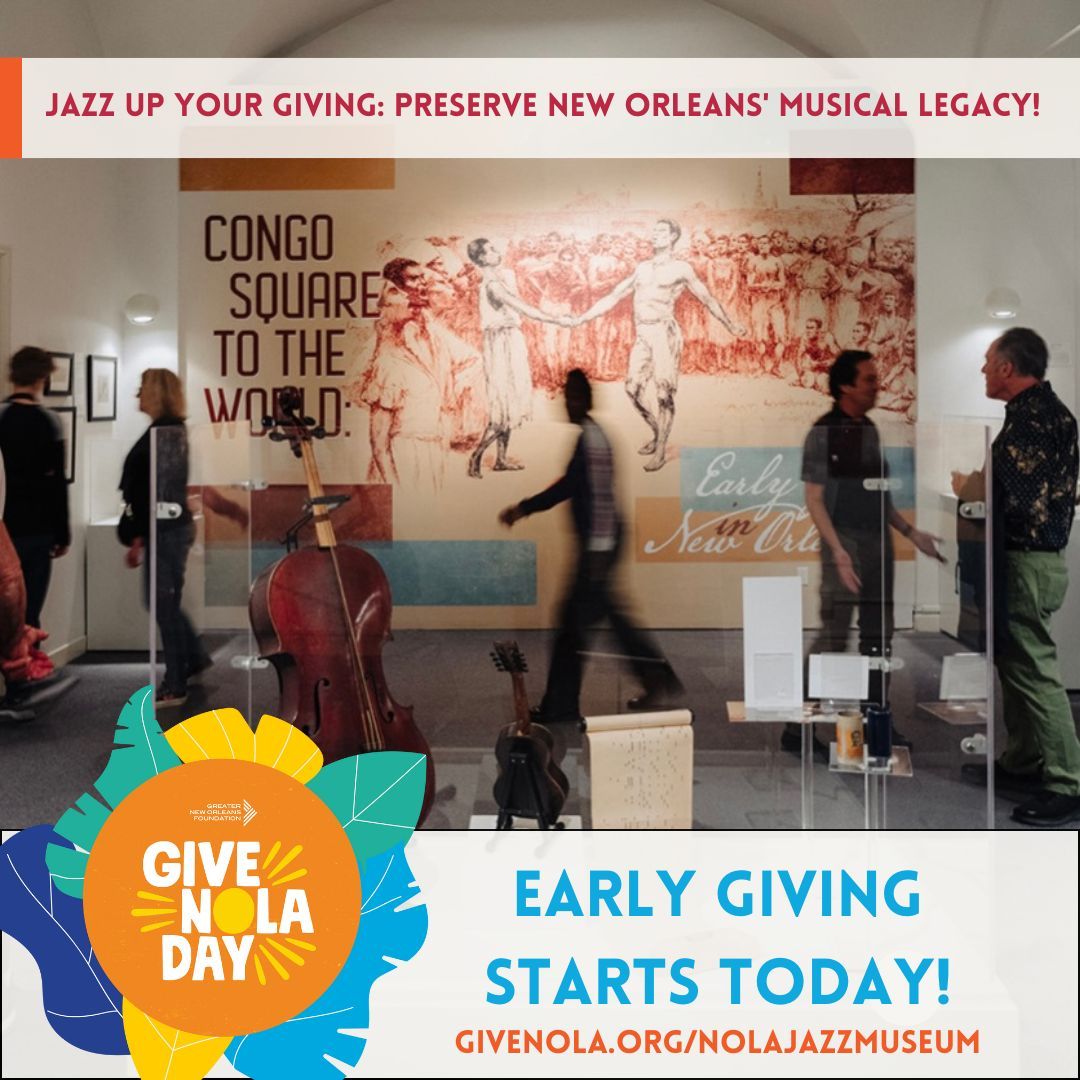 Today marks the start of early giving for Give NOLA Day! 🎉 From now until May 7th, you have the power to make a difference.

Every donation counts, so let's make every day count! 🎵 #GiveNOLADay #NOLA #Jazz

GIVE EARLY NOW: givenola.org/nolajazzmuseum
