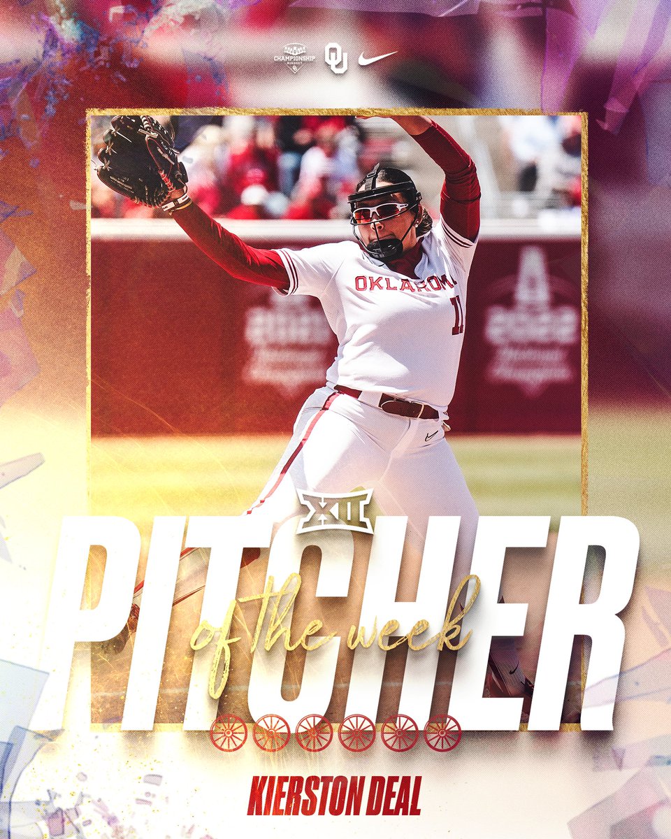 𝐁𝐢𝐠 𝟏𝟐 𝐏𝐢𝐭𝐜𝐡𝐞𝐫 𝐨𝐟 𝐭𝐡𝐞 𝐖𝐞𝐞𝐤 13 scoreless innings and a no-hitter earns @DealKierston her first career Big 12 weekly honor! 🔥 #ChampionshipMindset