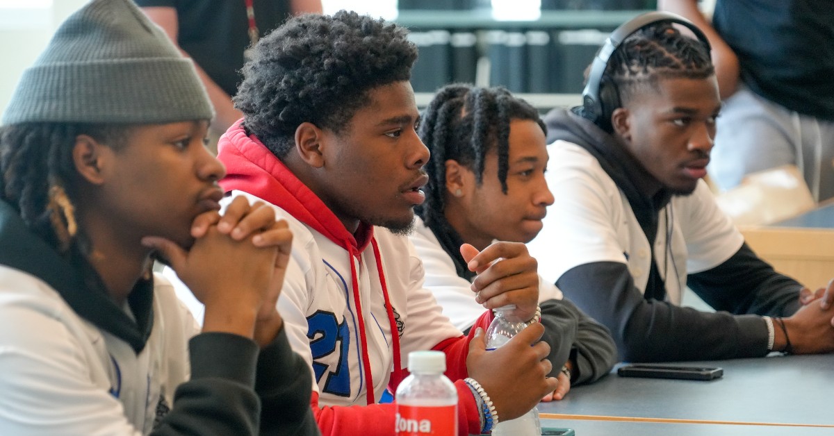 Students at Woodward had a grand slam of a time last week! @Reds players Hunter Greene, Bubba Thompson and Will Benson visited Woodward Career Technical High School to celebrate and honor Jackie Robinson Day with students. Read about last year's visit: brnw.ch/21wJ64X