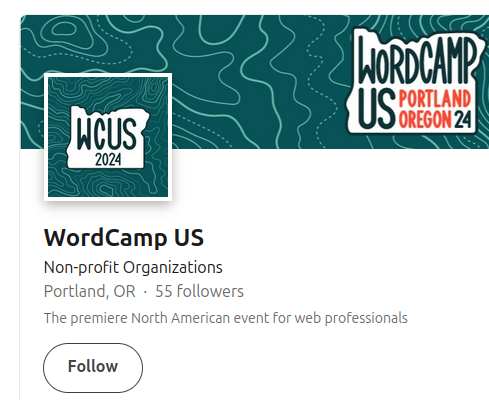 New for 2024 - WordCamp US now has an official LinkedIn presence! Give us a follow and tell your friends! linkedin.com/company/wordca… #WCUS