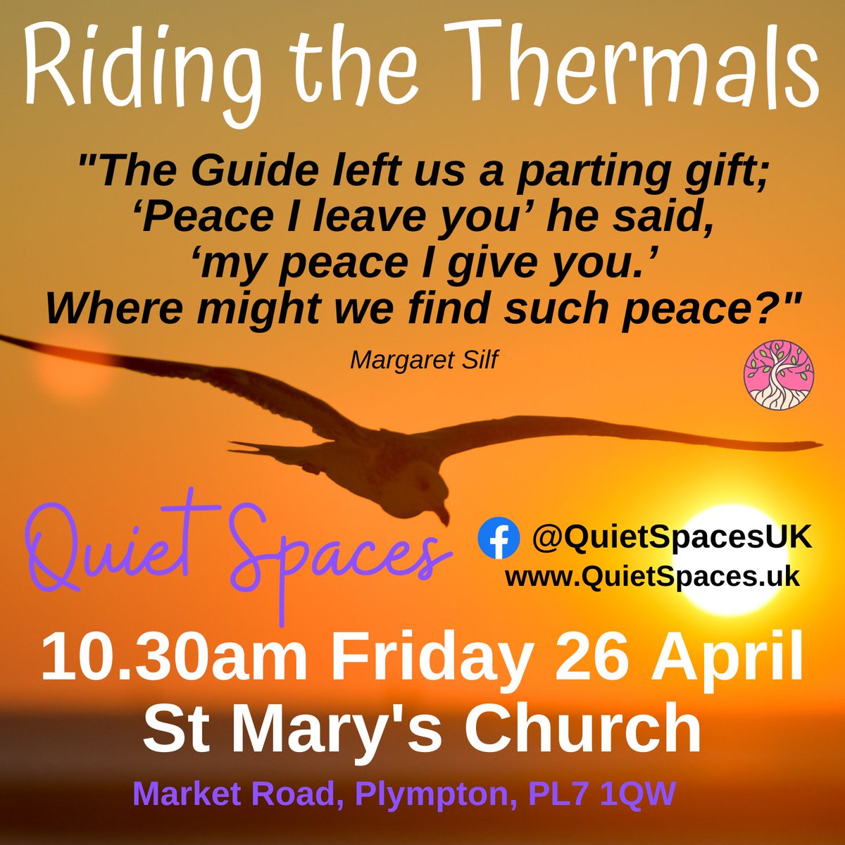 Looking forward to Quiet Spaces this Friday 26 April at St Mary's Church in Plympton. A time for quiet and reflection starting at 10.30am. All welcome.