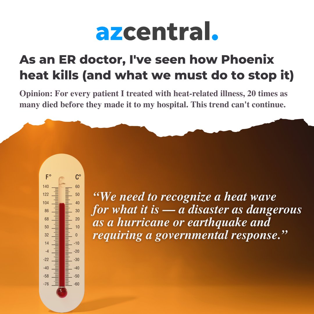 As Dr. Sklar knows, extreme heat is as dangerous as any natural disaster. Yet the federal gov. doesn't treat it as such. I've introduced the bipartisan Extreme Heat Emergency Act so AZ communities will no longer be left to deal with heat disasters alone. bit.ly/3w5eZ4M