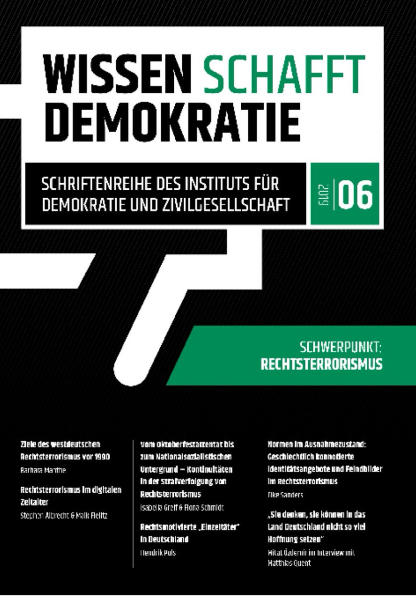 Aktuelle @cemas_io Analysen zeigen erneut auf: #Rechtsterrorismus ist eine dauerhafte Gefahr! Zu den langen Kontinuitäten des Rechtsterrorismus, seinen Varianten, Dynamiken & Kontexten erschien bereits 2019 ein Schwerpunktheft unserer Schriftenreihe „WsD“: idz-jena.de/schriftenreihe…