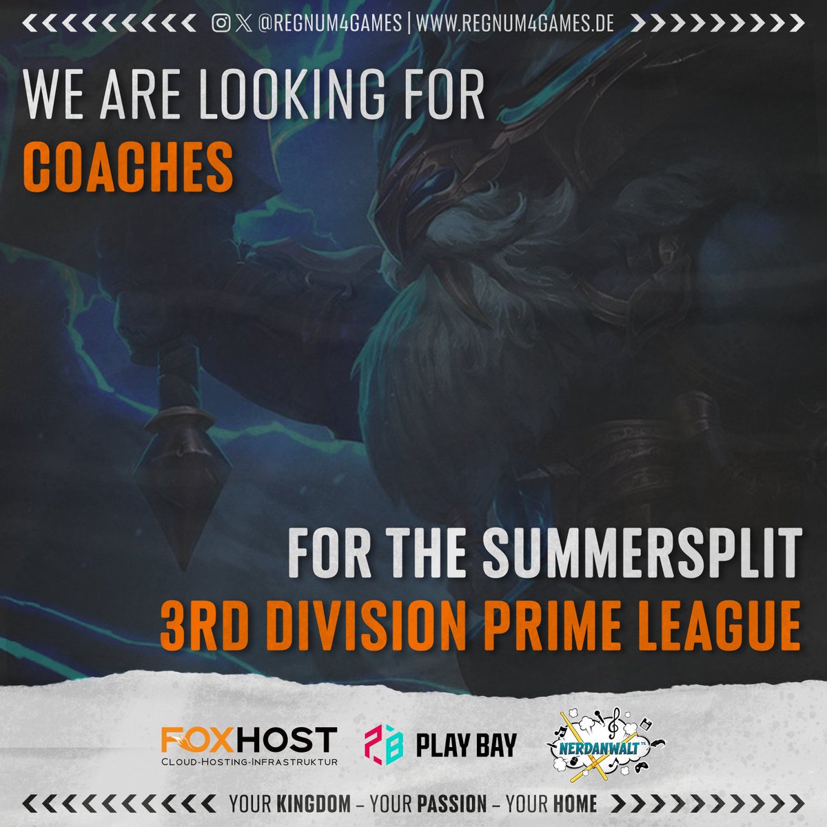 For the upcoming split in PRM League 3 we are looking for a reinforcement of our staff team. Especially we are looking for a:

Head coach
Assistant Coach
Positional Coach

There is no former coaching experience required and the position will be unpaid.

So as long as you have