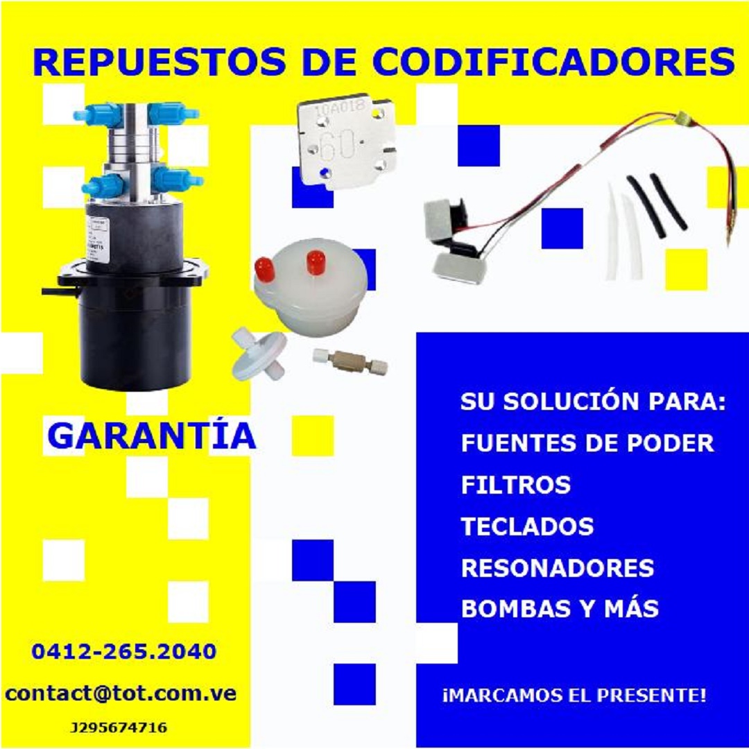 Repuestos para codificadores industriales.⠀
Filtros, fuentes de poder, teclados, pantallas, sensores y mucho más.⠀
⠀
Nº1 en ventas de TIJ en Venezuela.⠀

#alimento #PYME
#bebida #PYMI 
#salsa #licor 
#leche #medicina 
#HechoEnVenezuela
#mirandaproduce
@mirandaproduce.oficial