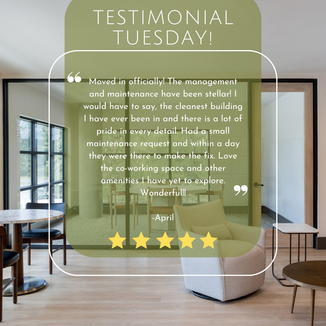 #TestimonialTuesday We love receiving amazing resident reviews, and we appreciate your residency! #MillCreekRes #ModeraSixPines #ResidentReviews #ModeraLife #TeamworkMakesTheDreamWork