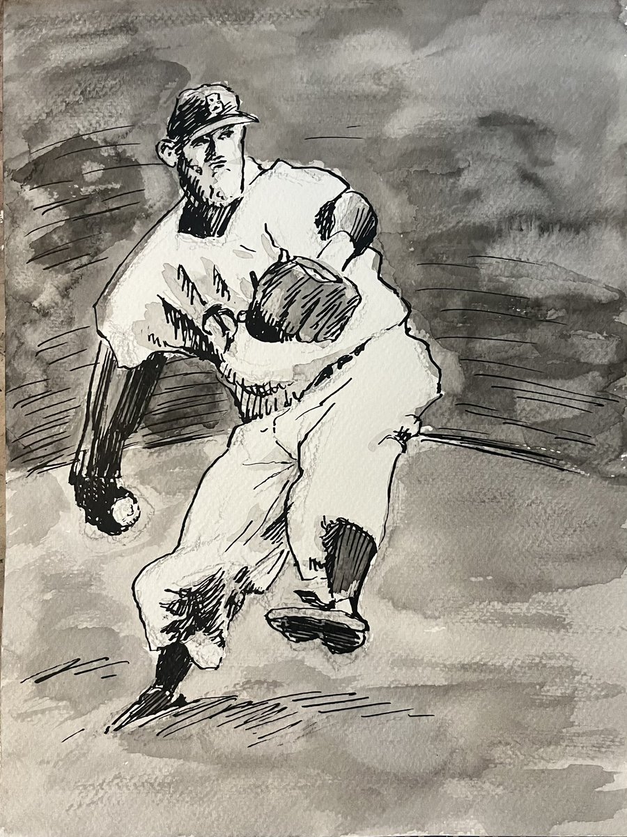 Carl Erskine, a Star Pitcher of the Dodgers’ Glory Years #obitpix #carlerskine #baseball #pitcher #brooklyndodgers #theboysofsummer #artofinstagram #penandink #drawing #illustration #portraitdrawing