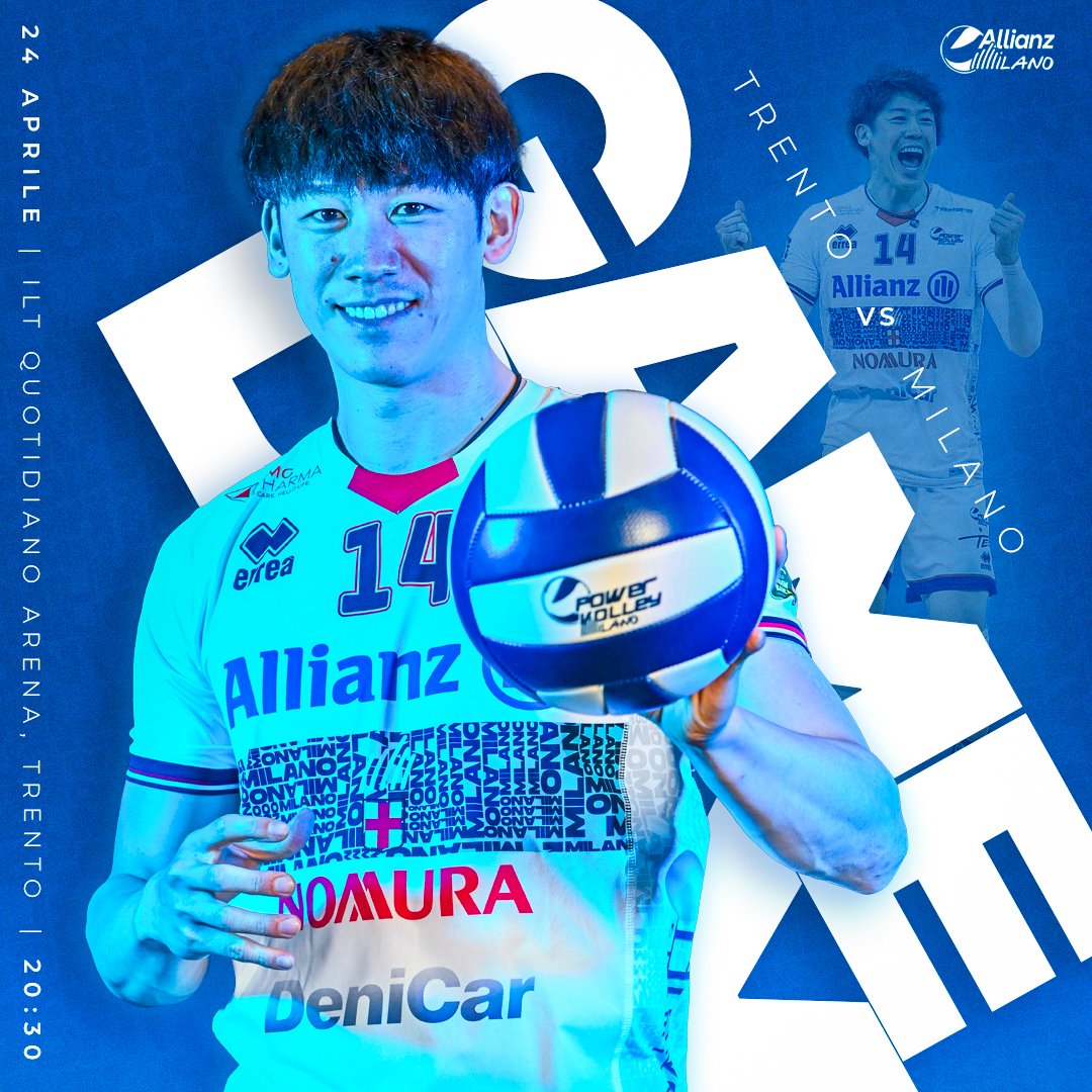 GAME DAY 🔥

🆚 Itas Trentino
🏟️ ilT Quotidiano Arena, Trento
📆 24/04/2024
⌚ 20:30
📺 Volleyballworld.tv

#Superlega #TrentoMilano #cheplayoff
#AllianzMilano #ForzaMilano #Pallavolo #Volley #volleyball