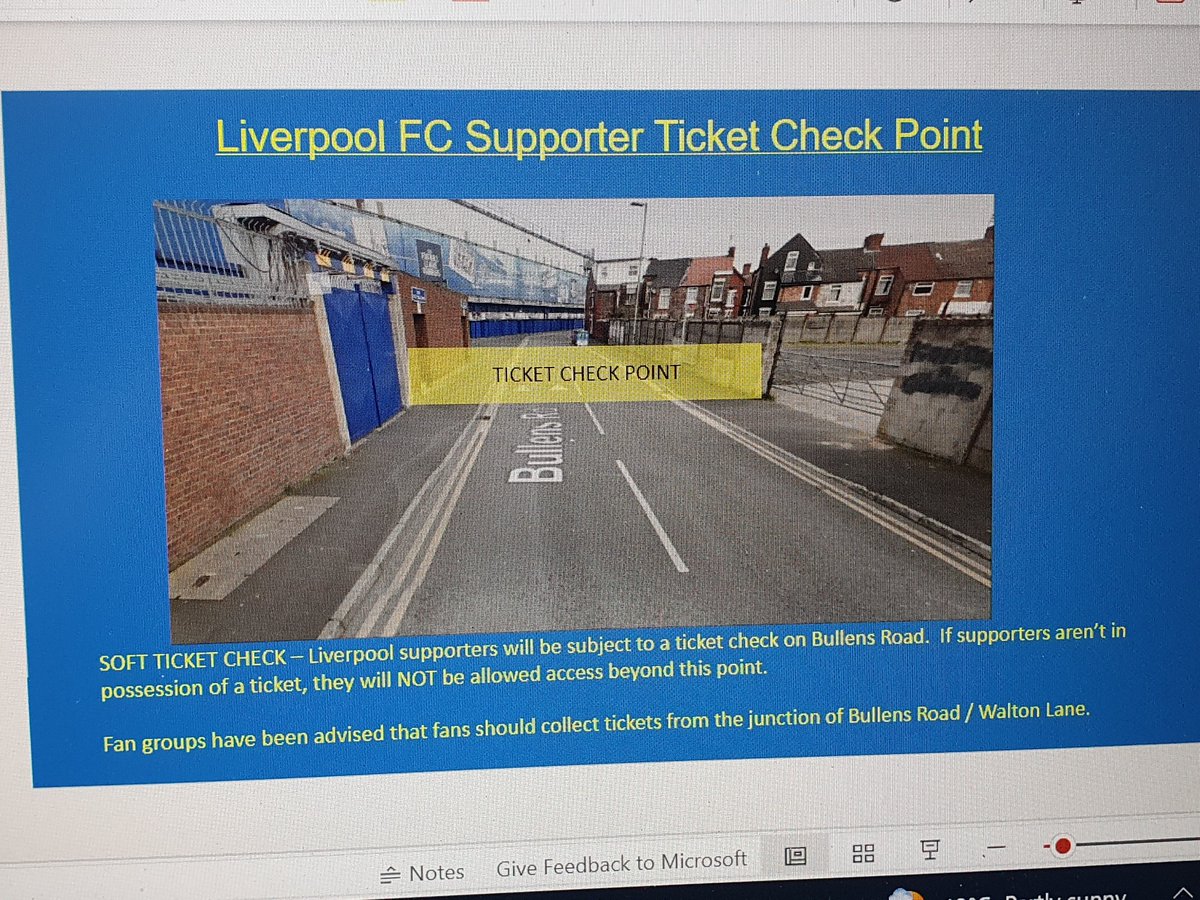 ⚽️⚽️ @LFCHELP @SPIRITOFSHANKLY @LIVERPOOLDSA #EFCVLFC. Meeting yesterday with SOS / LDSA / both clubs @ MerPol. For safety reasons, NO LFC supporters will be able to access the Bullens Rd without a ticket. If collecting from mates etc, please use another location. Thanks.