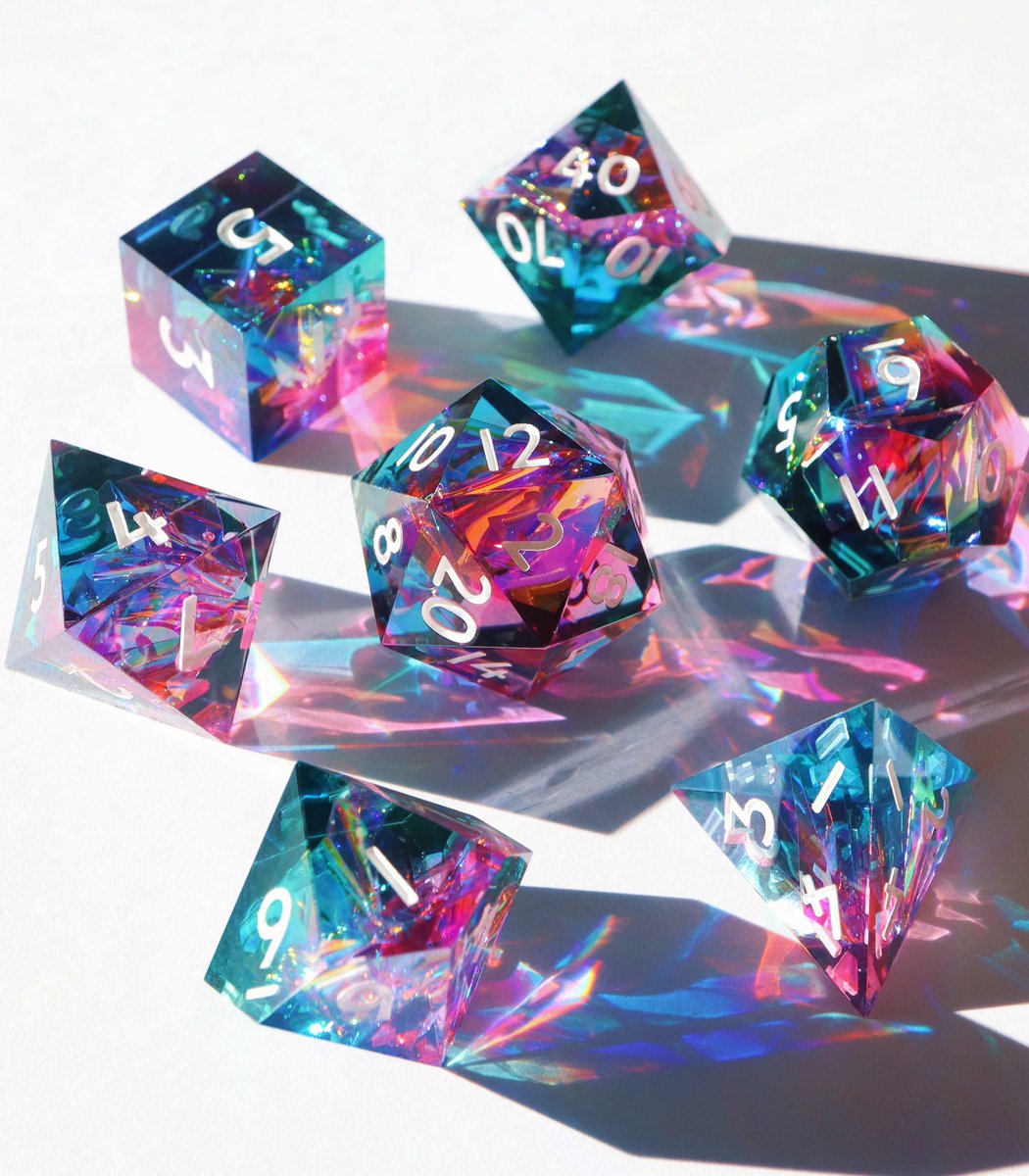 Hologram Gems, 2023 vs 2024 Went a little harder on that bisexual lighting 🪩🕺 #dice #dnd #ttrpg