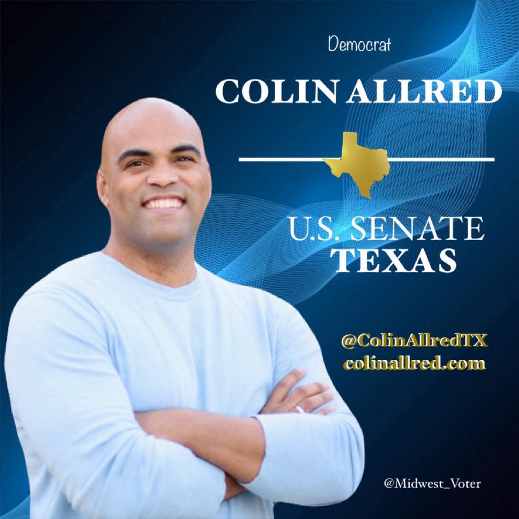 #DemVoice1 #wtpBLUE #DemsAct #wtpGOTV24 #DemsUnited Colin Allred is tied with Ted Cruz and he’ll defeat Cruz if we give him the resources to win - He’ll be able to surge ahead tirelessly to become the first Black Senator from Texas - He will make history Colin has admired