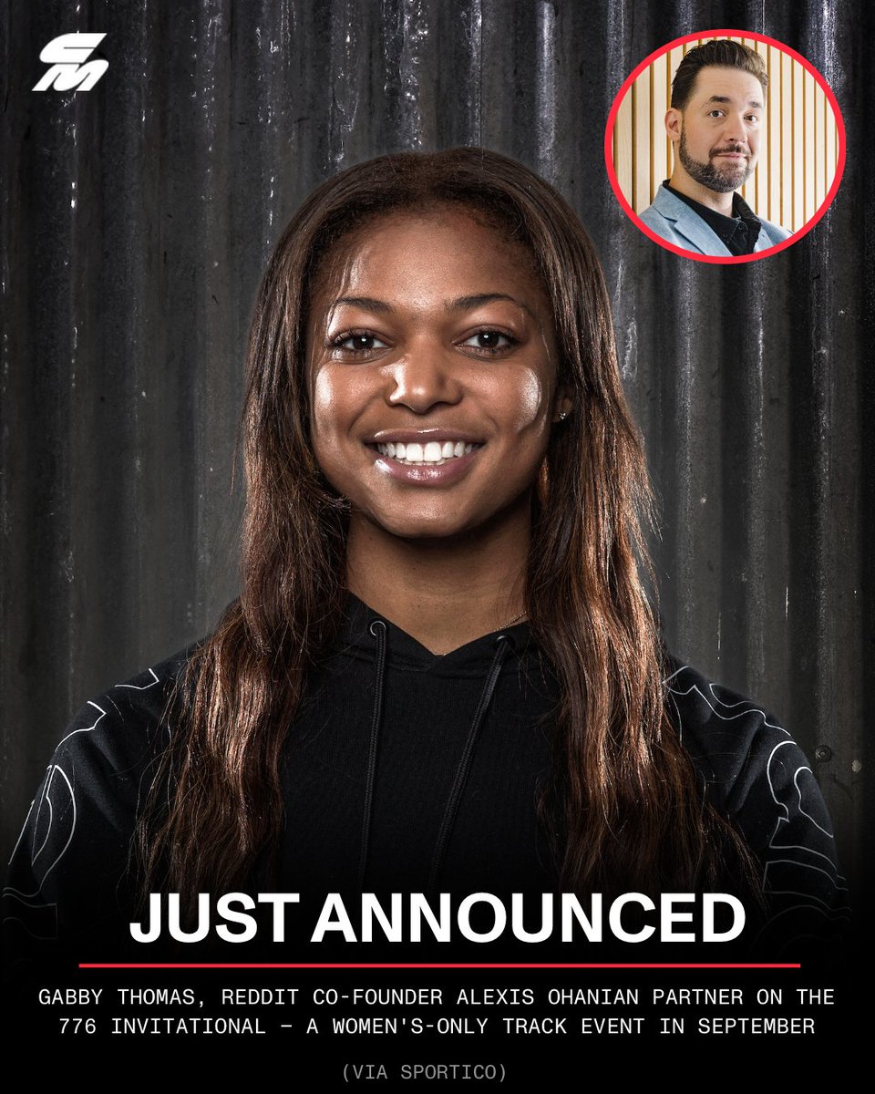 CitiusMag's tweet photo. Olympic bronze medalist @itsgabbyt and @alexisohanian of @SevenSevenSix announced early plans for the 776 Invitational – a women’s-only track event – in September.

According to a report by Sportico, the meet will feature several races with winners taking home $60,000; second place gets $25,000 and third place earns $10,000. That's all more than the Diamond League offers for individual meets.

Ohanian has been a major proponent and advocate for women’s sports as an owner of @weareangelcity and just announced an investment in @TheSportsBraPDX (a Portland bar that is dedicated to showing women’s sports on their TVs).