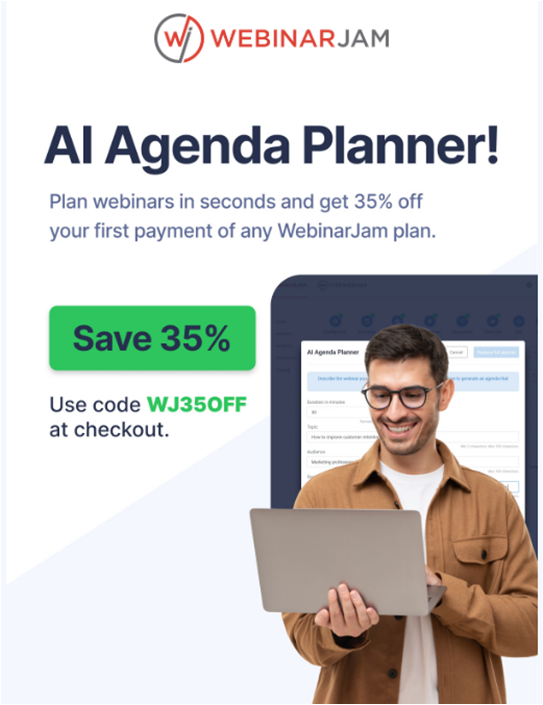 35% off WebinarJam + AI Planner Hey Coaches and Entrepreneurs! 3 key reasons why WebinarJam is your go-to solution: Seamless Engagement, Effortless Automation, Powerful Marketing Tools. Limited Time Offer to get 35% off + AI Planner chrisbc.krtra.com/t/MusvPow7rgZa