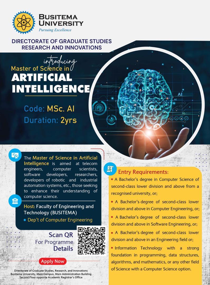 Bob_cats247's tweet photo. Such a big move from @BusitemaUni for introducing such an amazing master program in Artificial intelligence. This would help in building AI solutions to solve Africa's problems in the African context.

#AI #Africanway https://t.co/RW2TwVNZLm