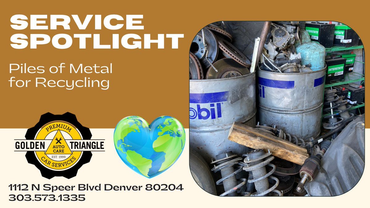 Not many waste piles in our shop escape recycling. Denver's Atlas Metal Recycling helps us with radiators to rotors, shocks to struts, and anything else that is a qualified metal. Doing our part for our beautiful blue marble. #earthday #metalrecycling #denverautoshop