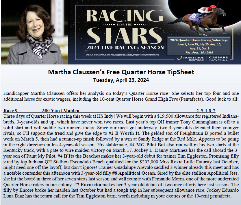 Today's tipsheets for @HSIndyRacing for @RacingRachelM @MrBAnalyst and QH Analyst @MarthaClaussen - 2 Pick 5 Carryovers today!  #racelikeacaesar  @IndianaTOBA @IndianaHBPA @IndyTBAlliance @INThoroughbred