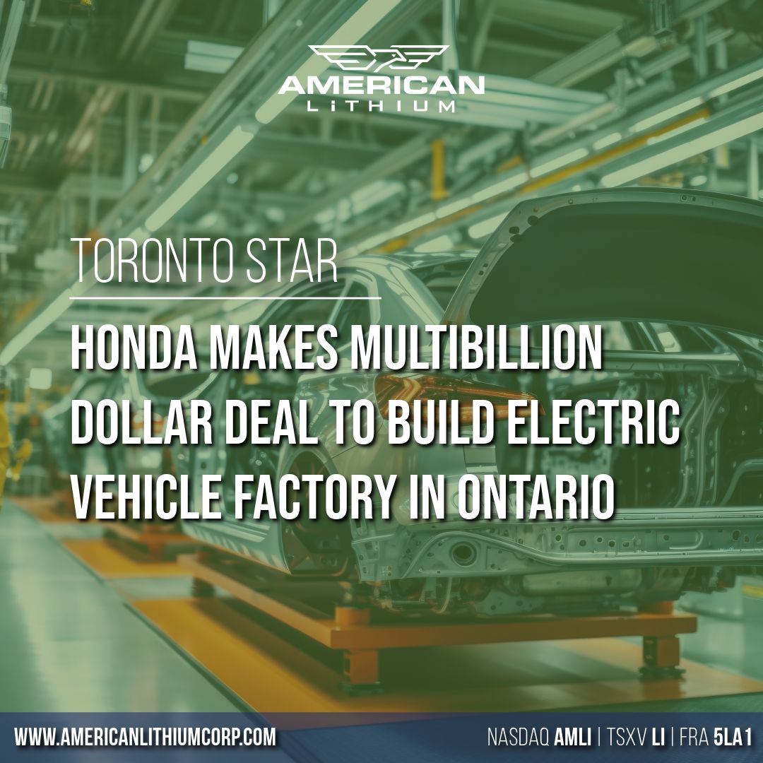 Honda's plan to build a major EV manufacturing plant in Ontario marks another important development for the North American #batterymetals sector.

Full Story🔗 buff.ly/3Uw7FbG

🇺🇸 $AMLI 🇨🇦 $LI