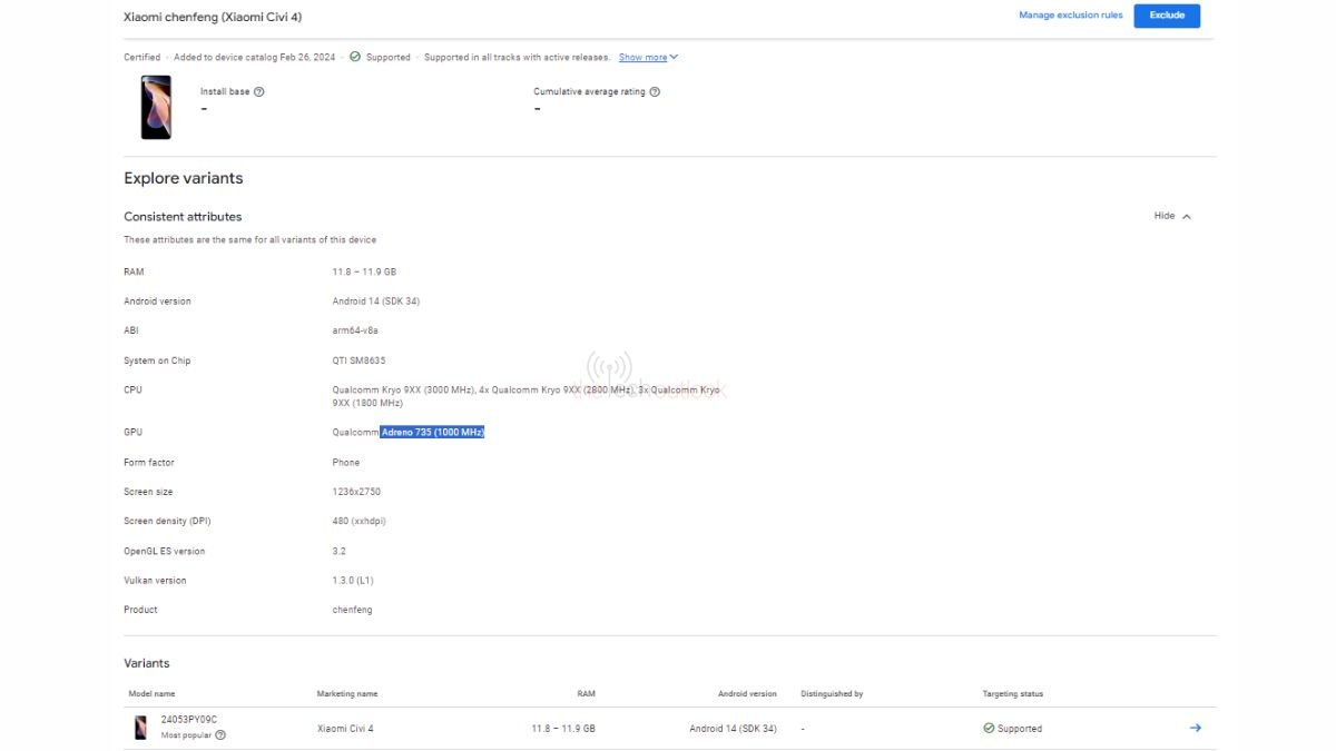 TheTechOutlook's tweet photo. #XiaomiCivi4 again spotted on Google Play Console, revealing to be a tweaked version of Civi 4 Pro https://t.co/G0y38Opxk4 
#Xiaomi #Xiaomicivi4pro #Civi4pro #civi4 #Xiaomi14civi https://t.co/1gxf8EPQyz