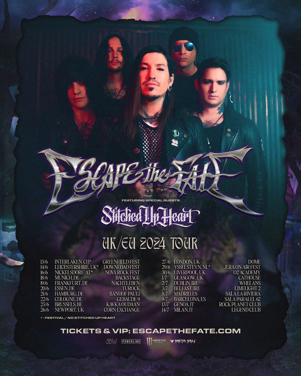 Guess what!?!? @stitchedupheart is doing their 1st EU tour! 😜 I could not be more excited about this. Sooo stoked to be going out there with @escapethefate Tix @ Escapethefate.com @monstermusic @monsterenergy