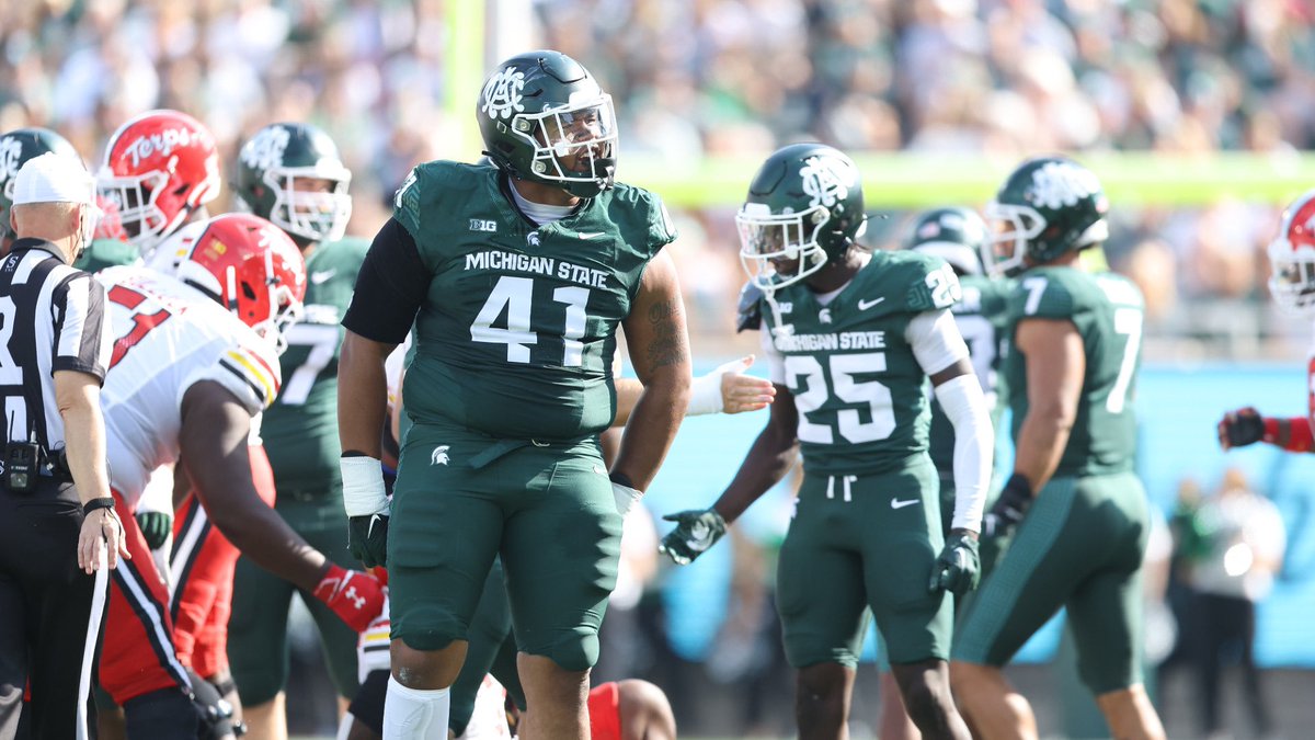 Michigan State starting defensive linemqn Derrick Harmon has entered the transfer portal, @chris_hummer and I have learned for @247sports. Posted 40 tackles last year. 247sports.com/Season/2024-Fo…