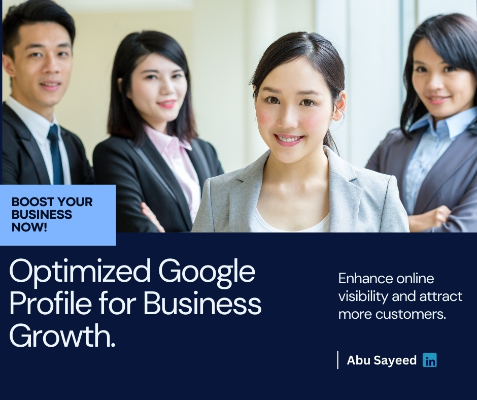 Boost Your Local Business with Google Business Profile! 🚀

Optimize your GBP for greater visibility & credibility. Increase your search rankings, respond to reviews, and keep your profile updated.

Need tips on optimizing GBP? DM me!

#GoogleMyBusiness #LocalSEO #SEOtips