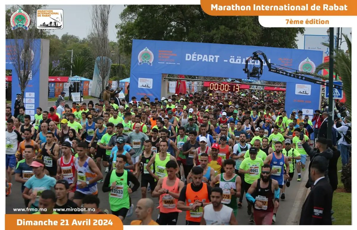 RabatMarathon's tweet photo. نظمت الجامعة الملكية المغربية لألعاب القوى، تحت الرعاية السامية لصاحب الجلالة الملك محمد السادس نصره الله، النسخة السابعة لماراطون الرباط الدولي يوم الأحد 21 أبريل 2024.
#frma #MIRabat2024 https://t.co/bVuV4lgn4G