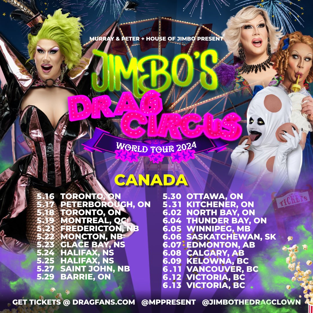 CANADA! Here we come. @jimbodragclown Get tickets at DragFans.com #mppresent #jimbosdragcircus