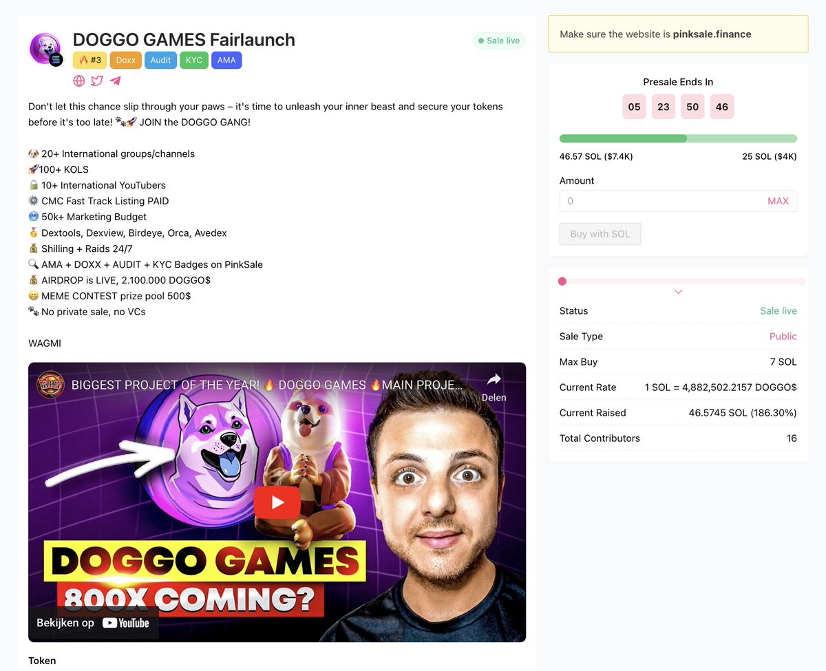 CoinsultAudits's tweet photo. 🚀 PRESALE OF DOGGO GAMES IS LIVE!! 

🎁 GIVEAWAY: $25 (48 hours)

1⃣ Follow @SolDoggoGames & @CoinsultAudits 
2⃣ Like, RT and place a Comment 💬
3⃣ Go check out the Fair Launch of Doggo Games on #Pinksale 👇

https://t.co/EW6DHXJu7X

#audit #fairlaunch #presale #solana