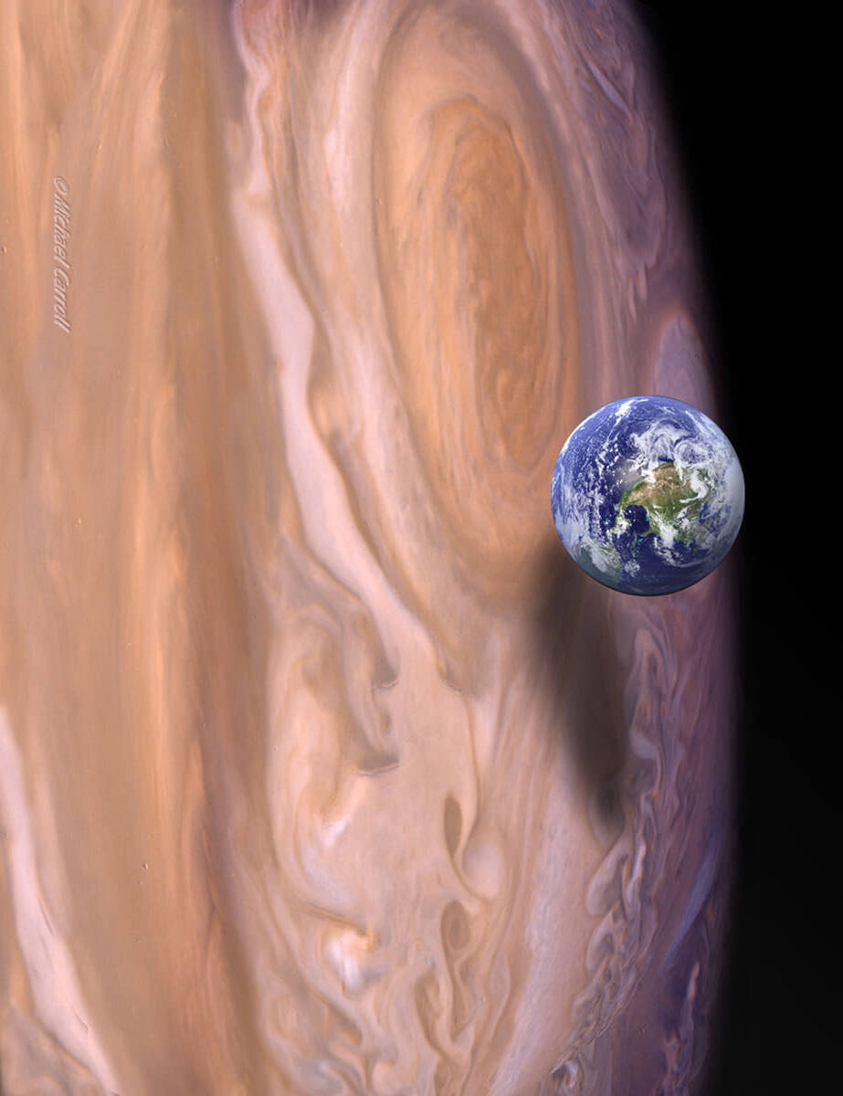Earth next to Jupiter