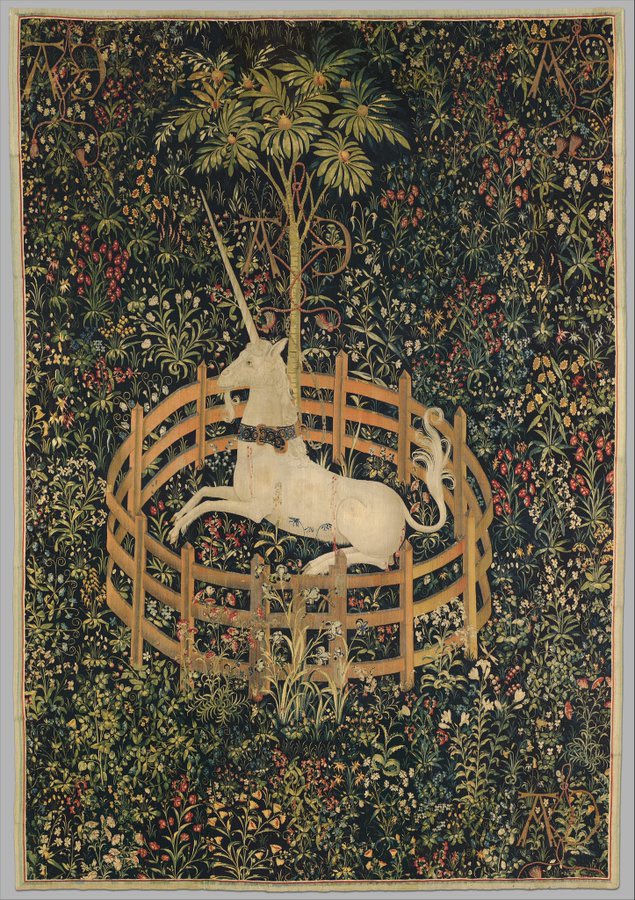The Unicorn Rests in a Garden, from a series known as the Unicorn Tapestries, 1495–1505 (Met Museum)