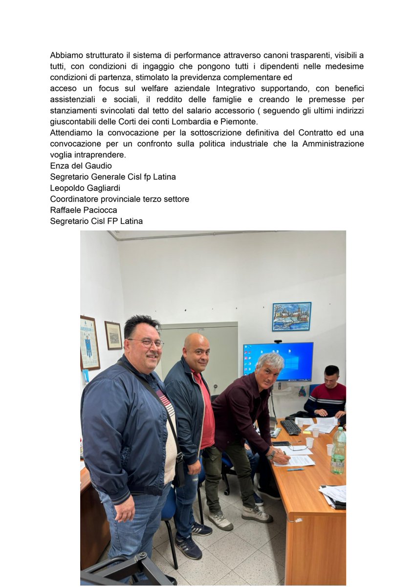 Raffaelecisl's tweet photo. Data top per @CislFpLatina  oggi dopo #23anni #PreintesaContrattoDecentrato #Asam di #Aprilia #dipendenti regolarizzati e #istituticontrattuali #obiettivi e chance di carriera  #formazionedelpersonale #sistemadiperformance @cisl_fplazio  @cislfp @Cisl_Lazio 
Dettagli nel doc 👇 https://t.co/a7hGb1GgKm