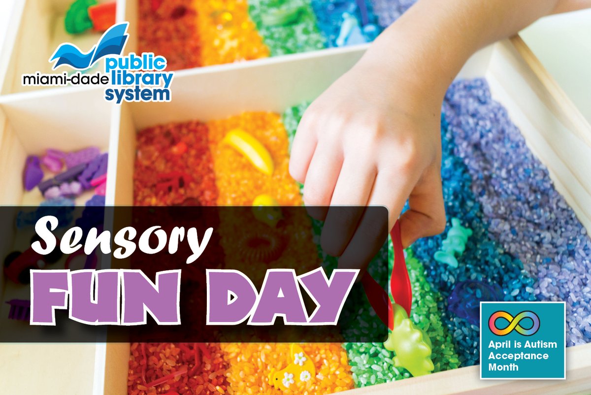 Explore the library using all your senses during Sensory Fun Day at the Coral Reef Branch Library! Enjoy a sensory-friendly storytime, make a fun craft, interact with our Storywalk and more this Saturday, April 27, 1:30 – 4 p.m. spr.ly/6015bcfh3