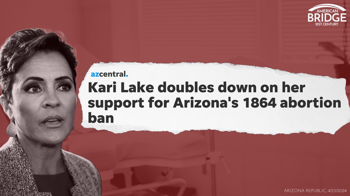 Kari Lake doubles down on her support of Arizona's 1864 law — and agrees that the state should be prosecuting doctors, nurses, and other health care workers who perform abortions. azcentral.com/story/opinion/…