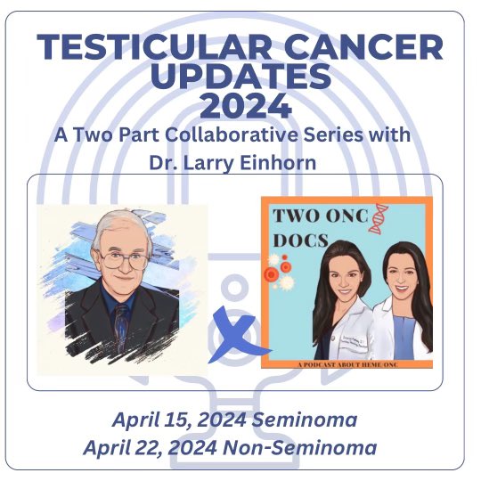 Part 2 of our discussion with the wonderful Dr. Larry Einhorn is out this week covering the Tx of Non-Seminoma including salvage regimens & the TIGER 🐯 trial, toxicities of Tx, as well as words of wisdom for trainees podcasts.apple.com/us/podcast/two…