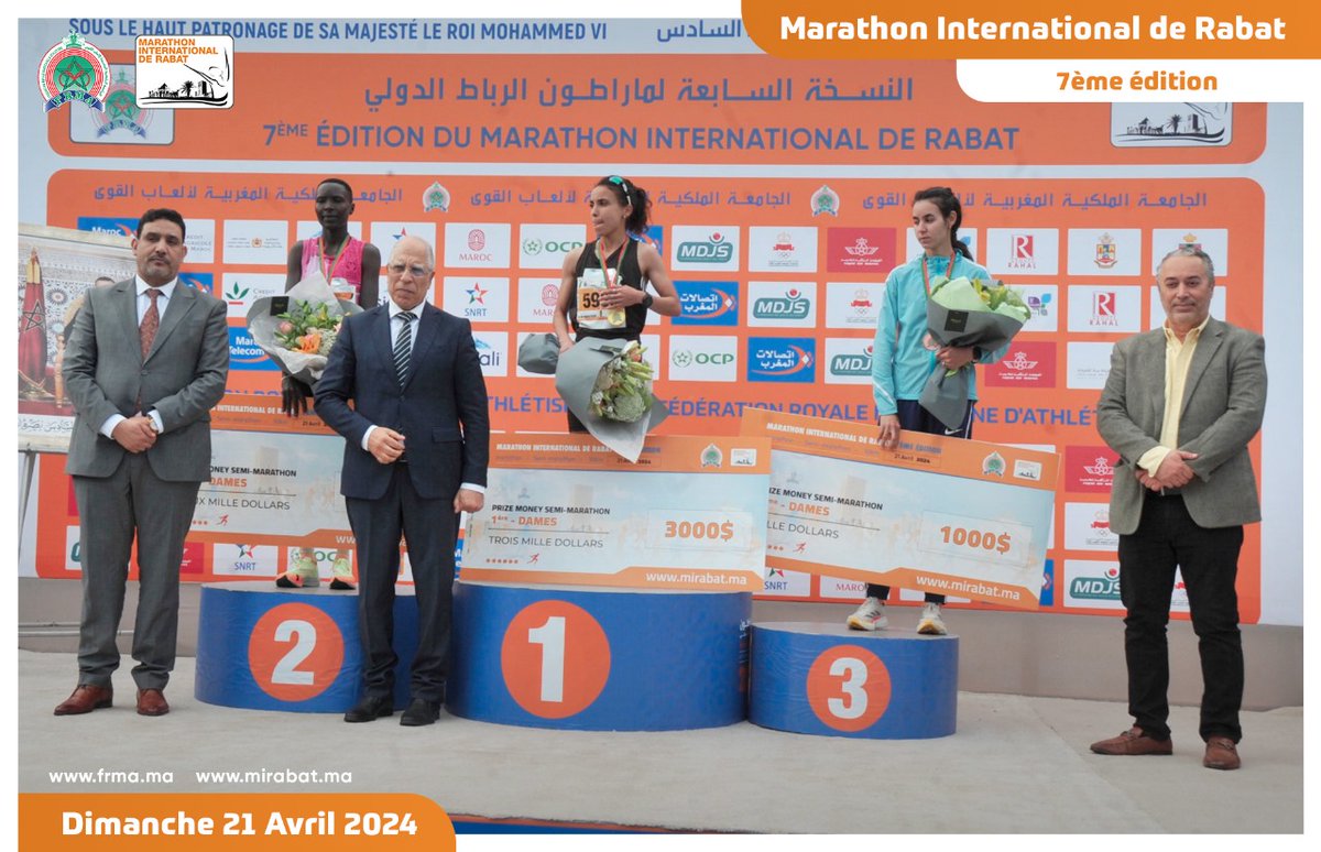 RabatMarathon's tweet photo. نظمت الجامعة الملكية المغربية لألعاب القوى، تحت الرعاية السامية لصاحب الجلالة الملك محمد السادس نصره الله، النسخة السابعة لماراطون الرباط الدولي يوم الأحد 21 أبريل 2024.
#frma #MIRabat2024 https://t.co/QpS0SCDrD4