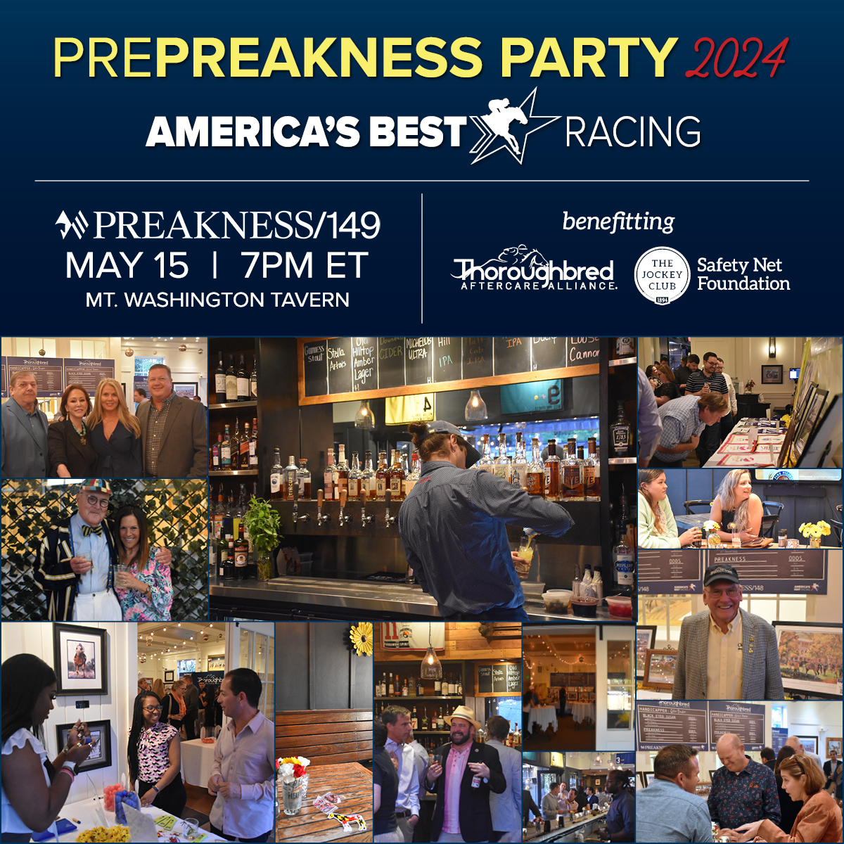 The 9th annual ABR Pre-Preakness Party returns to Mount Washington Tavern on May 15th! Meet racing personalities + handicappers and network among fellow racing enthusiasts. All proceeds benefit @TBaftercare & @TJC_SafetyNet. 🎟️ Get your tickets: loom.ly/FVoP5U0