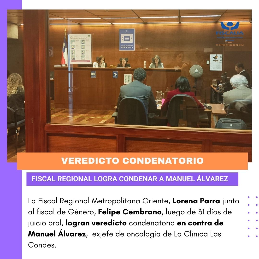 fiscaliaoriente's tweet photo. 🟣3TOP condena de manera unánime al oncólogo, Manuel Álvarez,  por los dos delitos de abuso sexual reiterados
La declaración de ambas víctimas en juicio oral -una de ella mediante prueba anticipada- más, testigos médicos y enfermeras fueron contundentes para lograr este veredicto https://t.co/EsCI2MBPfm