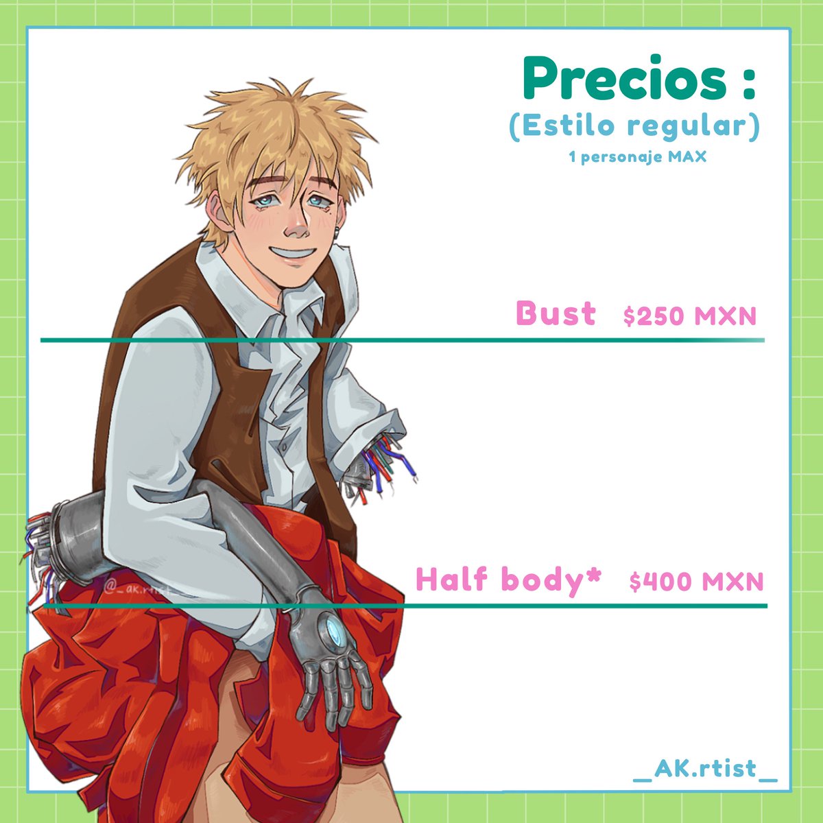 _ak_rtist_'s tweet photo. ‼️Comisiones abiertas‼️

Pueden contactarme por MD si les interesa :3
(Por el momento sólo abriré 3 espacios para el estilo regular)

Más info 🧵

[ #comisiones #commissions ] https://t.co/yfUDdZDpGg