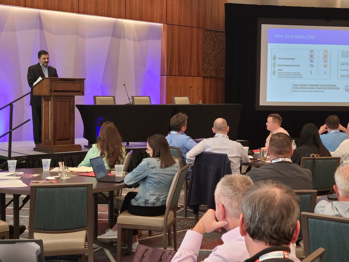 The Legislative Briefing & #ATSSAFlyIn is underway with Jawad Paracha, from @FHWA, discussing work zone data trends, as #ATSSA members from across the country gather in DC to campaign for #RoadwaySafety. #ATSSAFlyIn