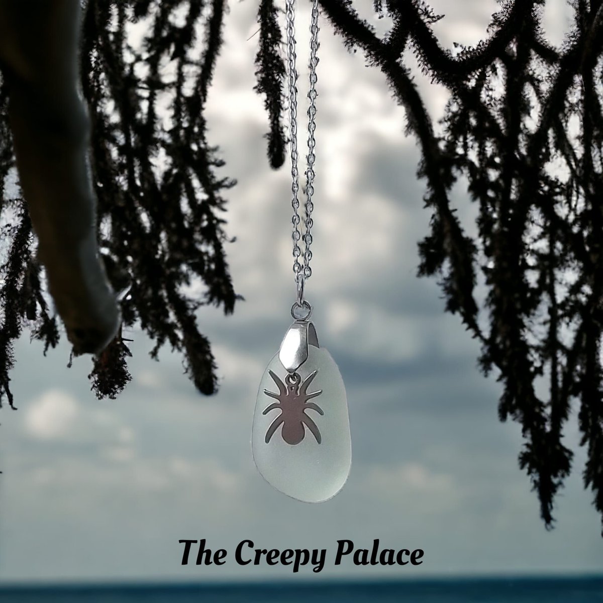 seaglass spider charm pendant🖤💚#craftmakersuk #TheCraftersUk #getthatgift #SmartSocial #HandmadeHour #UKGiftAM #handmadeinbritain #BizBubble #networkwiththrive #UKGiftHour #bizhour #Craftsuk #craftbizparty #etsyfinds #womaninbizhour #inbizhour #elevenseshour #thecreepypalace