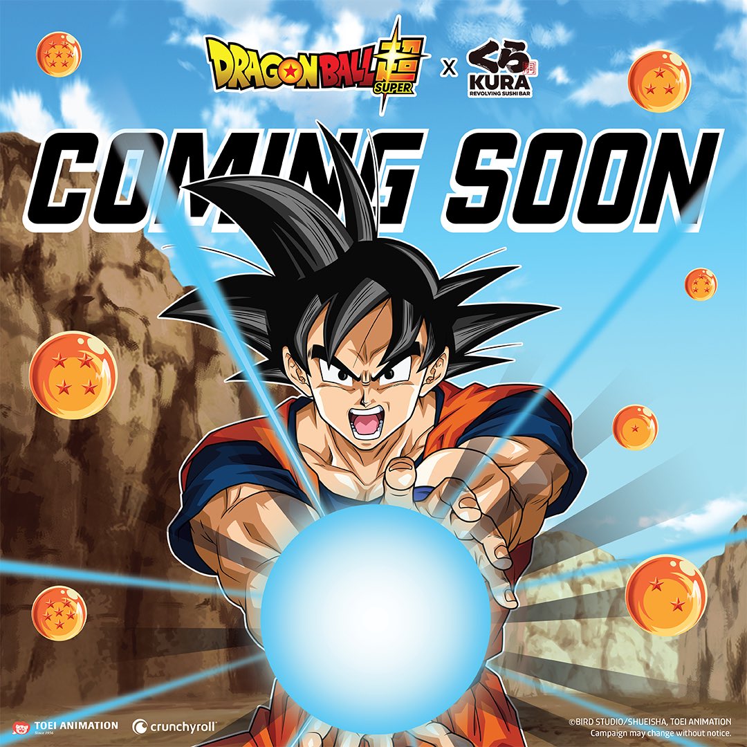 The first Dragon Ball Super #BikkuraPon Collaboration is COMING SOON to ALL KURA REVOLVING SUSHI BAR LOCATIONS! Stay tuned for more details! 🌟💥👊🐉💪      #anime #prize #prizes #revolvingsushi #dragonball #dragonballsuper #Goku
