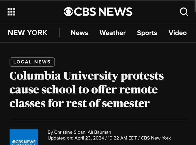 Columbia's response to mass antisemitic protests is to invite all the Jews to leave.