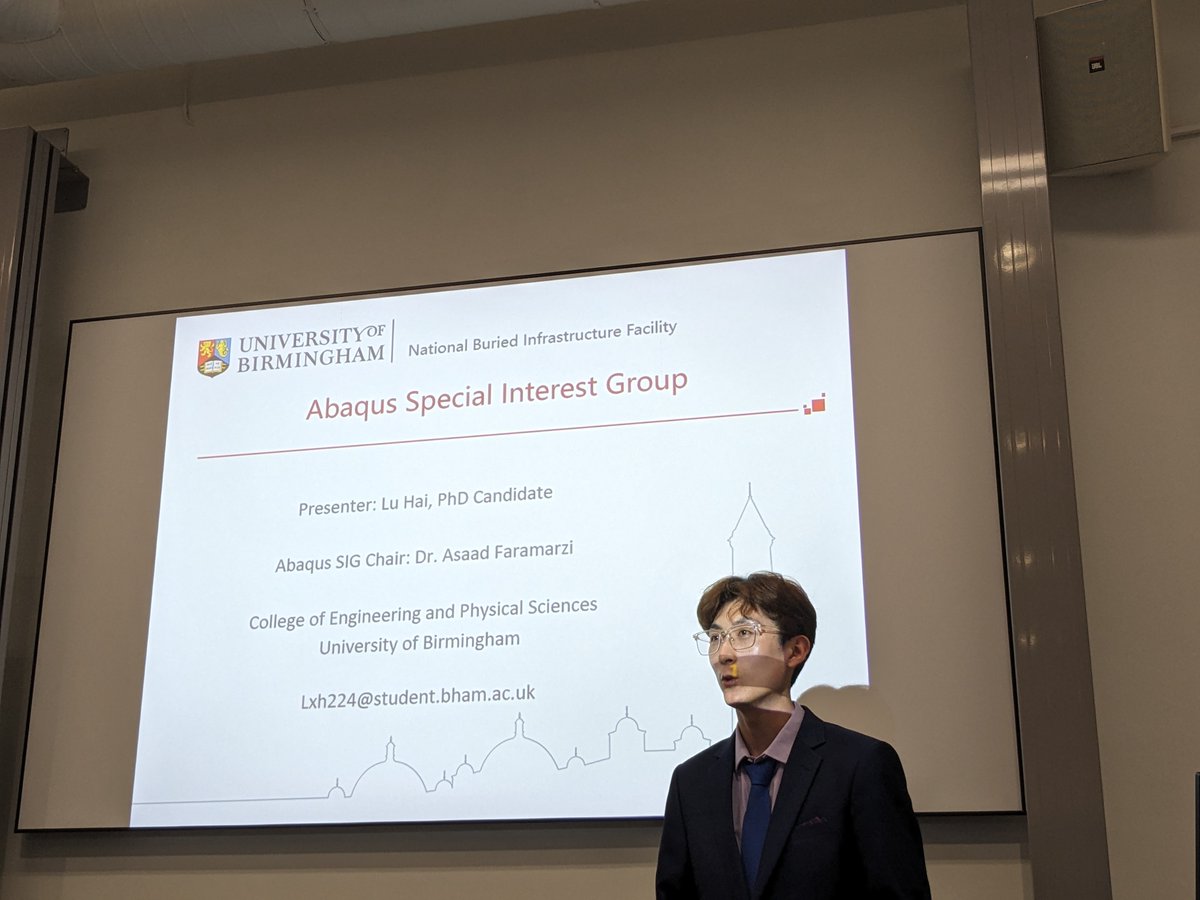 uob_bear's tweet photo. Lu Hai gave us an overview of the Abaqus BEAR Special Interest Group, outlining the training resources available online and encouraging both experts and beginners to join: https://t.co/eQiPGoCRFG ^SEMT #bearpgrconf24 https://t.co/1qCy8ereY1