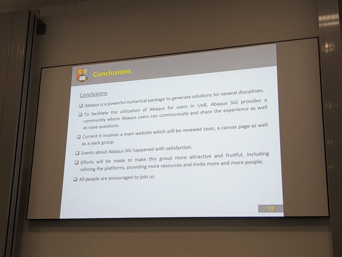uob_bear's tweet photo. Lu Hai gave us an overview of the Abaqus BEAR Special Interest Group, outlining the training resources available online and encouraging both experts and beginners to join: https://t.co/eQiPGoCRFG ^SEMT #bearpgrconf24 https://t.co/1qCy8ereY1