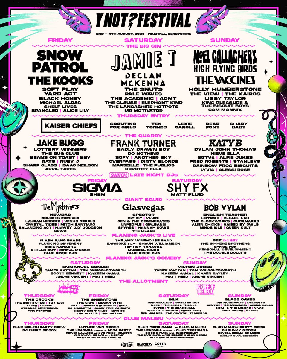 ynotfestival's tweet photo. LIKE, SHARE AND TAG 3 MATES FOR A CHANCE TO WIN 4X VIP TICKETS WITH THURSDAY ENTRY!!! ⚡

The Y Not 2024 Day Splits are here, Including the belting line ups for The Allotment &amp; Club Malibu 🌻🌴

Don't miss out!

🎟 https://t.co/1b2JafdpS6 https://t.co/564xf5d2RP