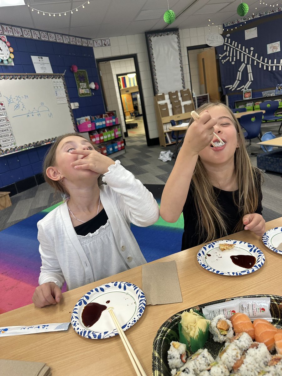 Special lunch date with these two cuties today! Thank you for the sushi Mr. and Mrs. Pierce! 🤍